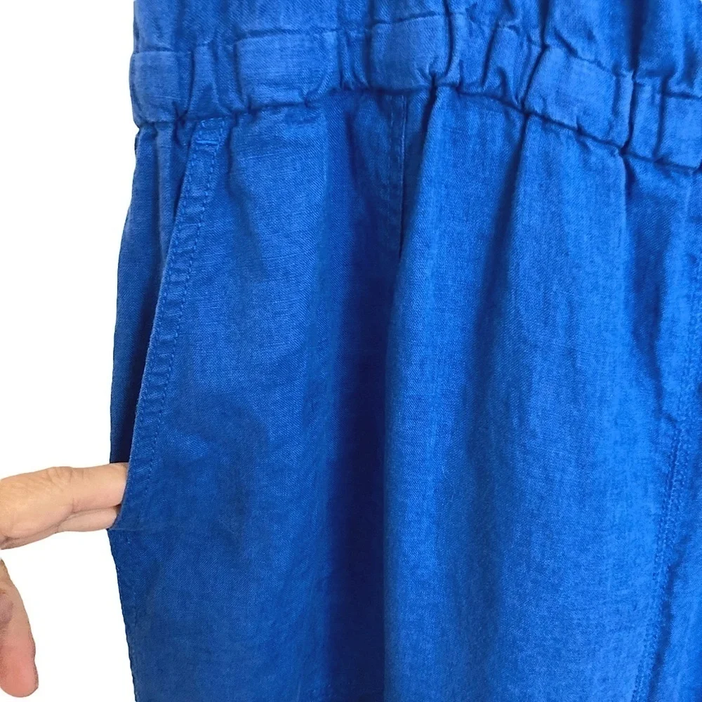 EVERLANE The Linen Shoestring Jumpsuit Lapis Blue